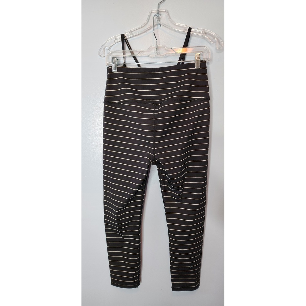 Glyder Striped Activewear Set Womens Large Black White Crossback Yoga EXC - Picture 3 of 16